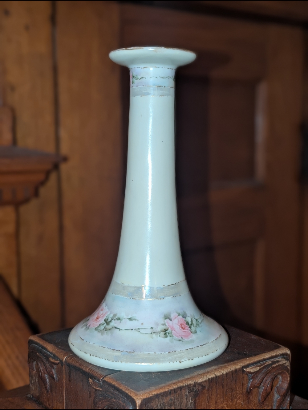 Bavarian Antique Lusterware 20s Candlestick Holder by B M Jagger  Antique